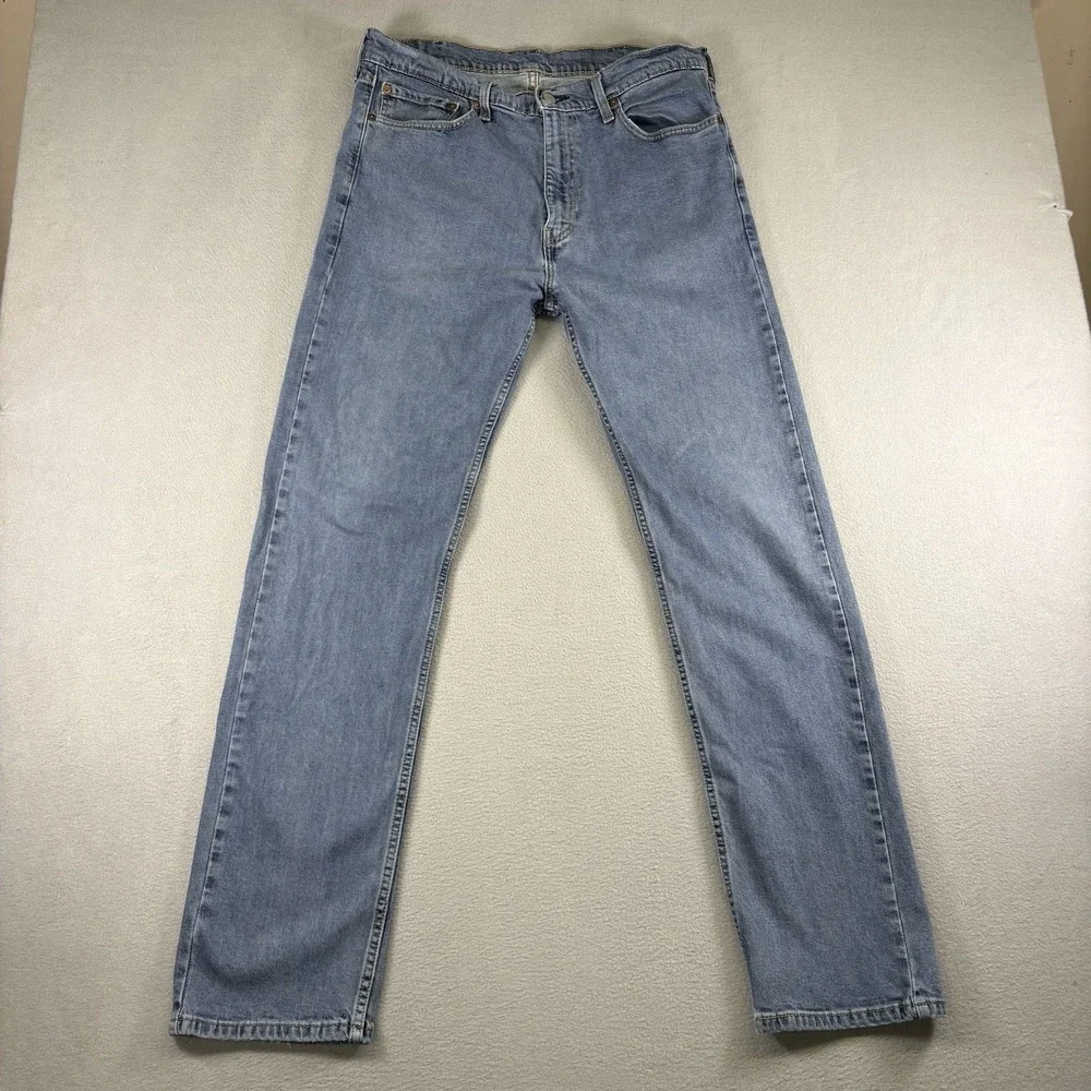 Levi's 501 Men's Jeans W38 L34 Light Wash Blue Denim Straight Leg Stretch